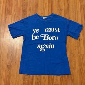 Blue Graphic Tee - "ye must be Born again"
